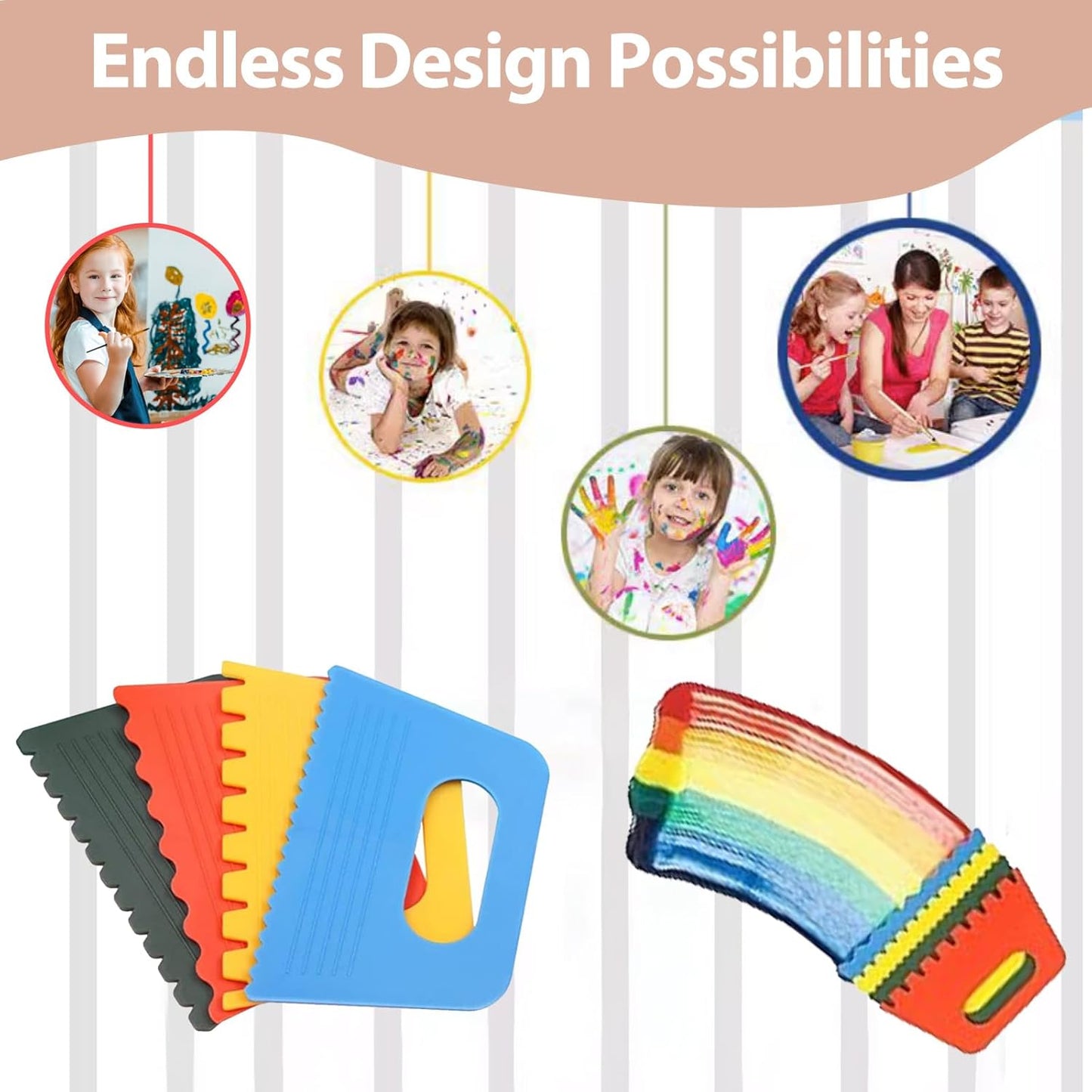 4Pcs - Plastic Paint Scrapers for Art DIY