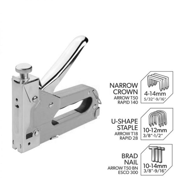 3-in-1 Heavy Duty Manual Staple Gun - Upholstery, Canvas Stretching, Carpentry & Furniture Repair Tool