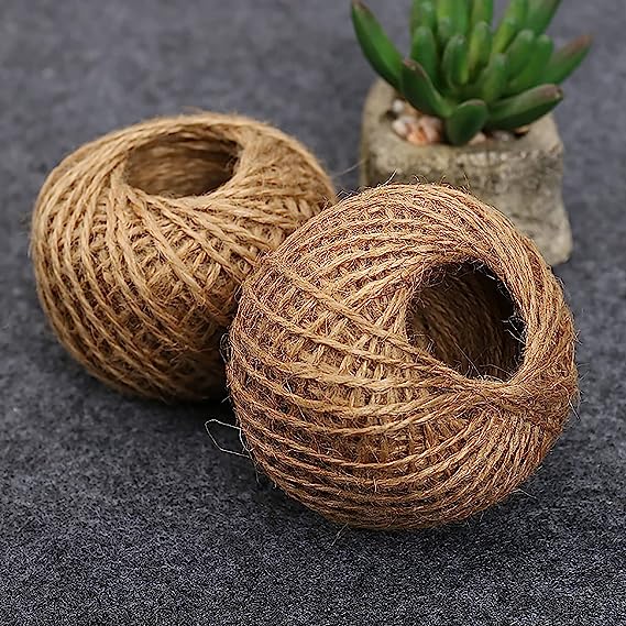Simple Natural Brown Jute Rope / Thread – For Durable Packing String for Gardening Applications, Gift Wrapping Art and Craft – 2MM x 45M (Length)
