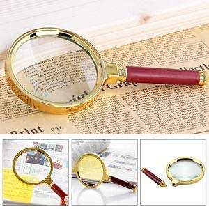 10X Handheld Magnifier Glass with Red Wood Handle - 60/70/80/90/100mm for Jewelers, Repairs