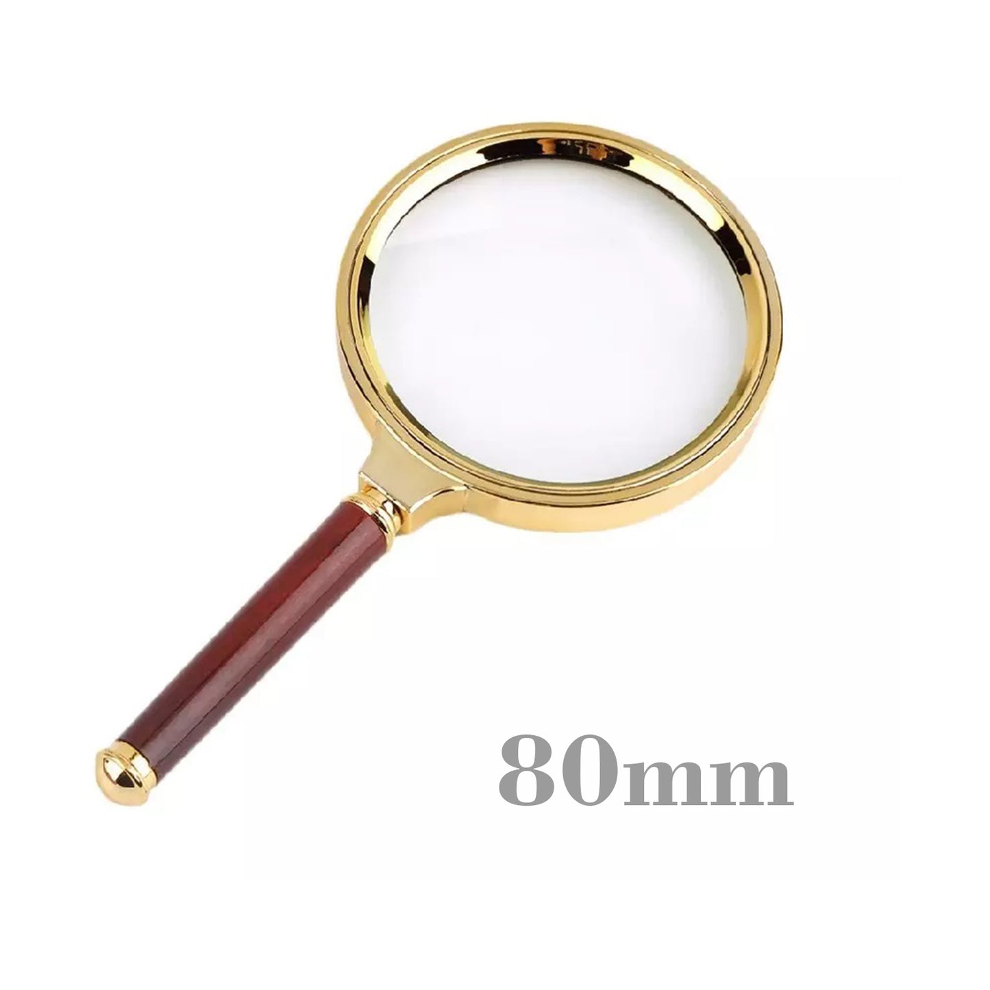 10X Handheld Magnifier Glass with Red Wood Handle - 60/70/80/90/100mm for Jewelers, Repairs