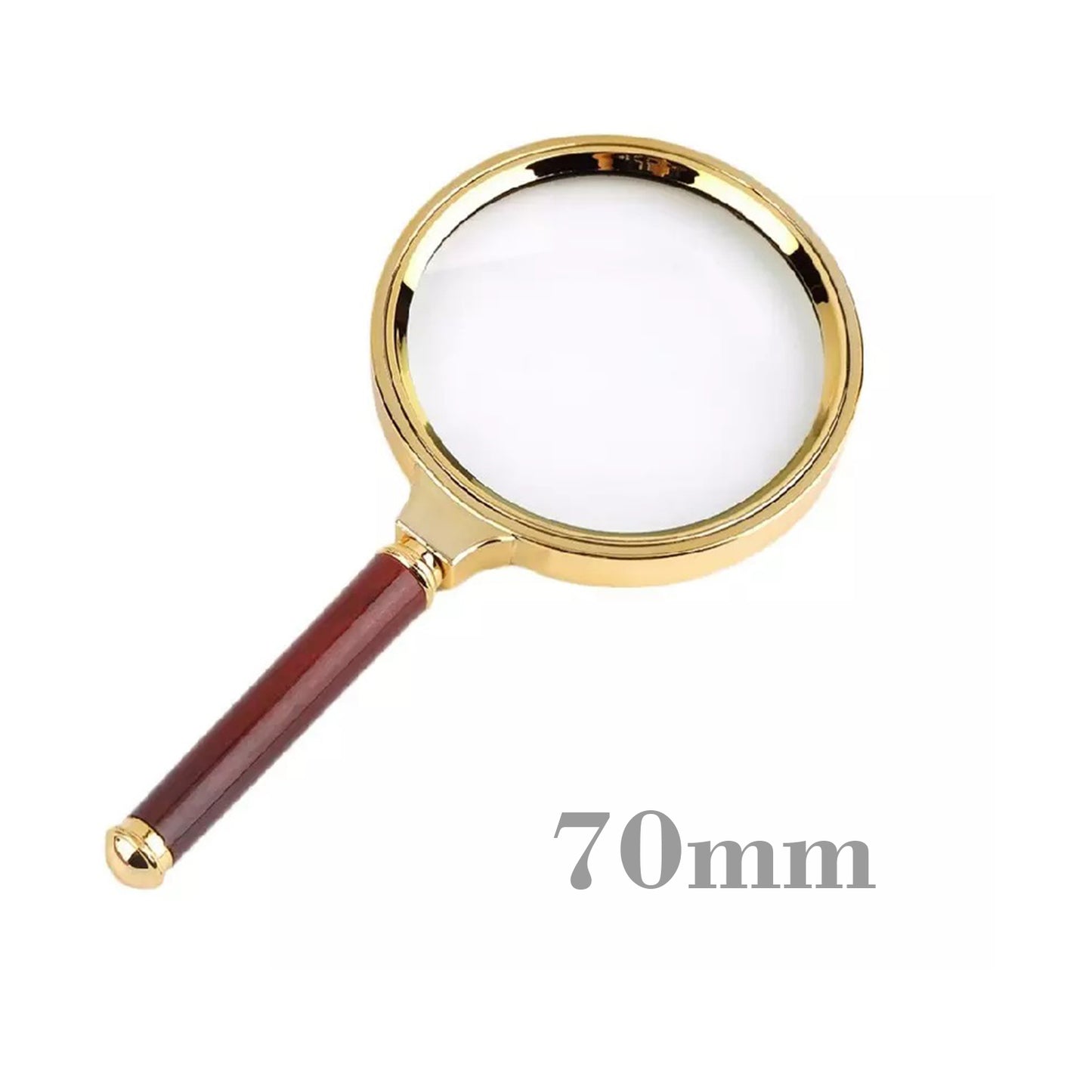 10X Handheld Magnifier Glass with Red Wood Handle - 60/70/80/90/100mm for Jewelers, Repairs