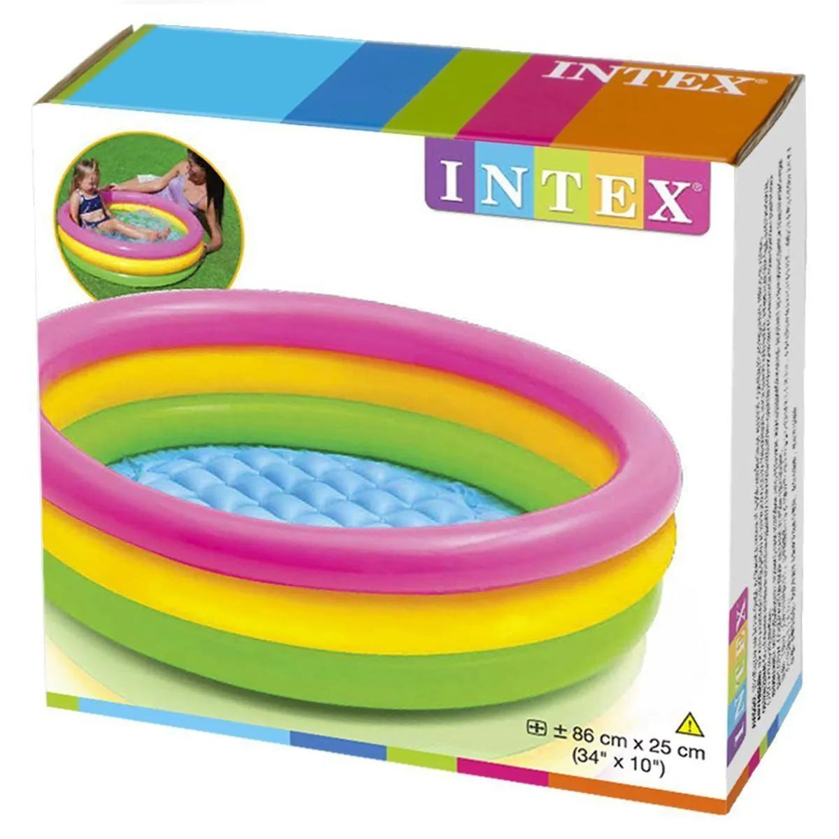 Intex + 34" x 10" + Sunset Glow Inflatable Baby Pool Swimming Pool