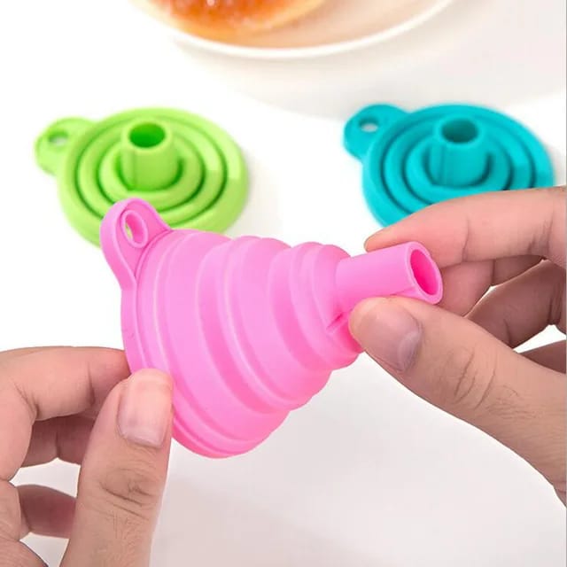 1 Pc Foldable Silicone Funnel - Portable Mini Collapsible Kitchen Funnel for Easy Storage and Use
