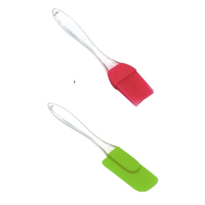 Pack of 2 Silicone Spatula Oil Brushes - Transparent Acrylic Handle for Cooking & Baking