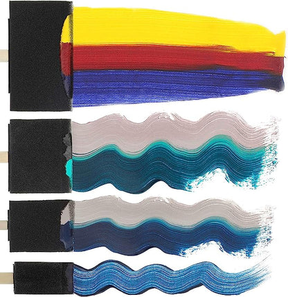 5 Pcs Light Weight Wooden Handle Sponge Foam Paint For Acrylic, Stains, Varnishes, Crafts, Arts