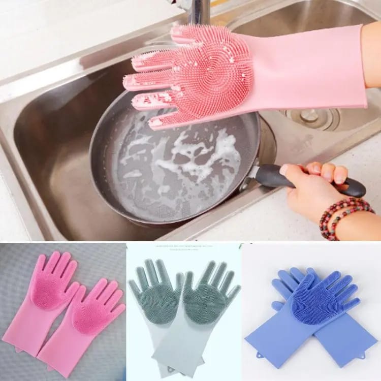 Silicone Scrub Gloves - Multipurpose Cleaning Gloves for Kitchen, Bathroom, Car, and Pet Washing