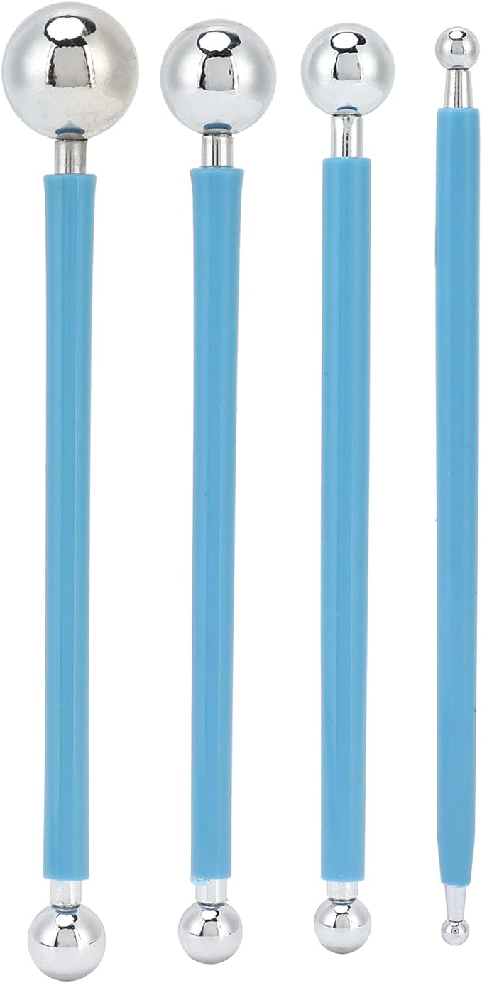 Pack of 4 Double-Ended Metal Ceramic Clay Dotting Tools for Sculpting