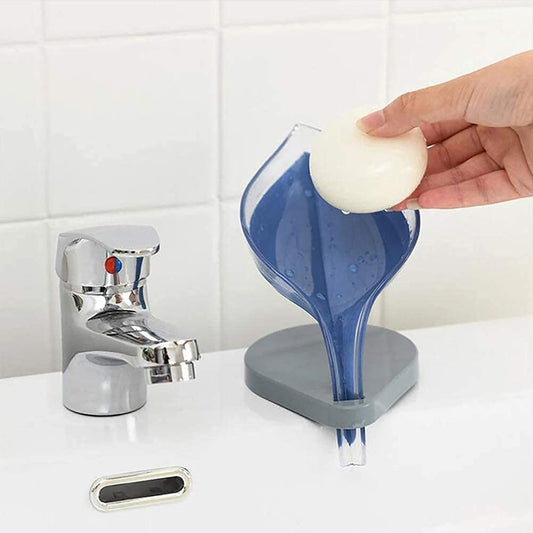 Creative Leaf Shape Plastic Soap Dish with Suction Holder - Stylish Storage Basket for Soap, Sponges & Small Items