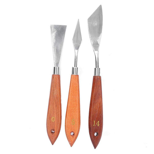 Pack of 3 - Stainless Steel Pallete Knife Set - For Color Mixing - For Artist And Students