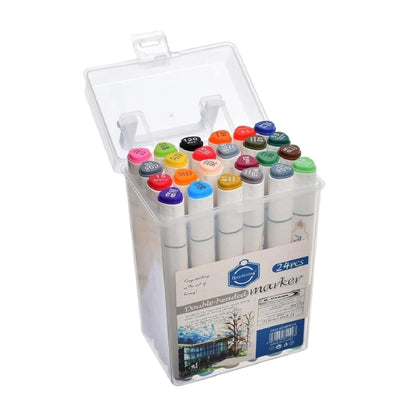 Keep Smiling 24Pcs Sketch Markers: Twin Double-Headed Alcohol Ink Markers for Artists