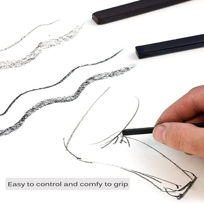 Pack of 6 Compress Charcoal Sticks – Soft, Medium, Hard, Shading       You said: write a