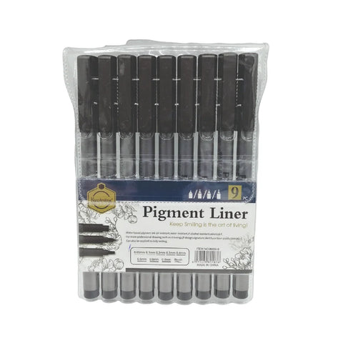 "Keep Smiling Pigment Liner Set of 9pcs (0.1 to 0.8mm) – Fine Liner Drawing Pens for Arts & Crafts"