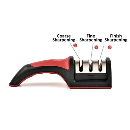Advanced Manual 3 Stage 3 Slot Kitchen Knife Sharpener Tool kit - self Knives Shaping - Upgraded Knife Sharpener - Hand Tool - Ceramic Stone Repair Grinder