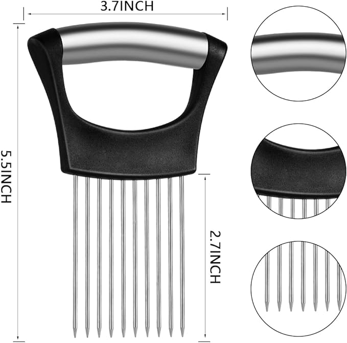 Stainless Steel Onion Holder Slicer - Easy and Safe Vegetable, Meat, and Tomato Cutter