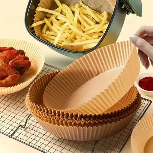 Air Fryer Paper Liners - 50 Pcs Non-stick Disposable Parchment Sheets for Air Frying, Baking, Roasting & Microwave Use (7.9 inch - Round)