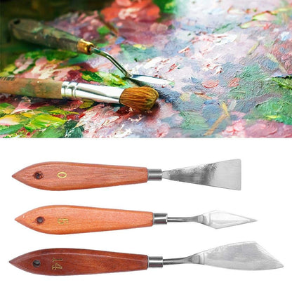 Pack of 3 - Stainless Steel Pallete Knife Set - For Color Mixing - For Artist And Students