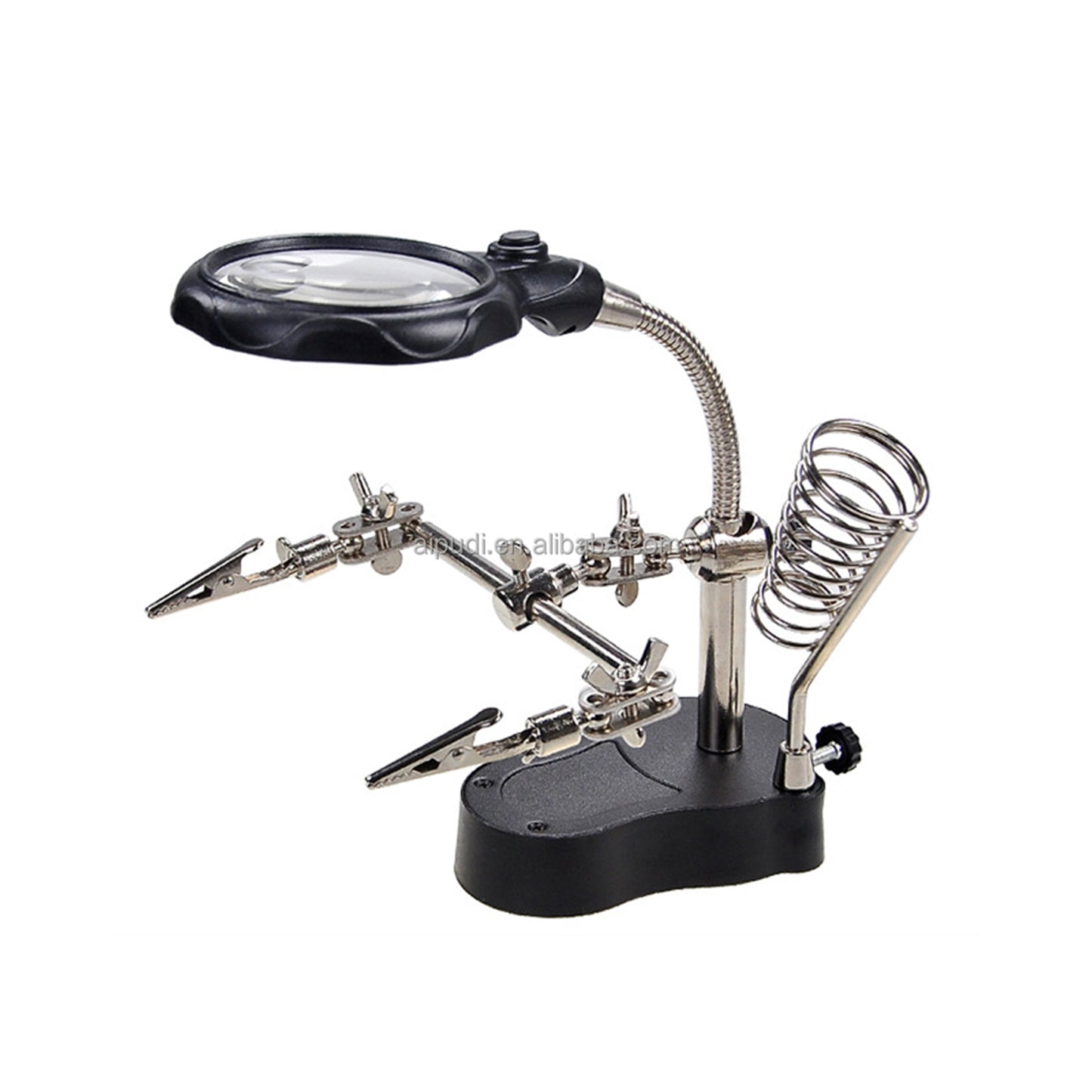 TE-800 5-LED Desktop Magnifying Glass with Soldering Stand and Clip