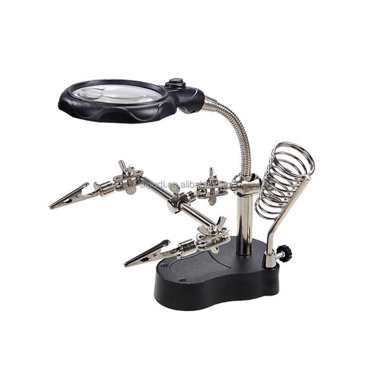 TE-800 5-LED Desktop Magnifying Glass with Soldering Stand and Clip