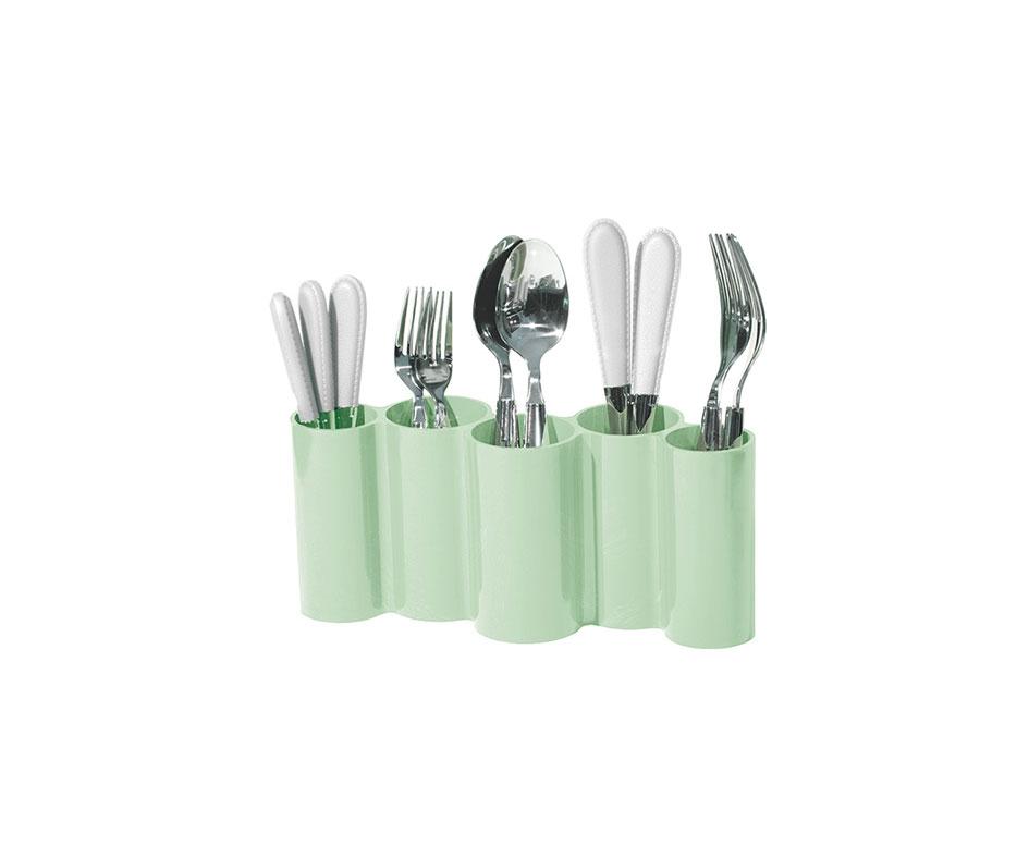 Kitchen Utensils Holder - Plastic Tableware Organizer for Spoons, Forks & Knives
