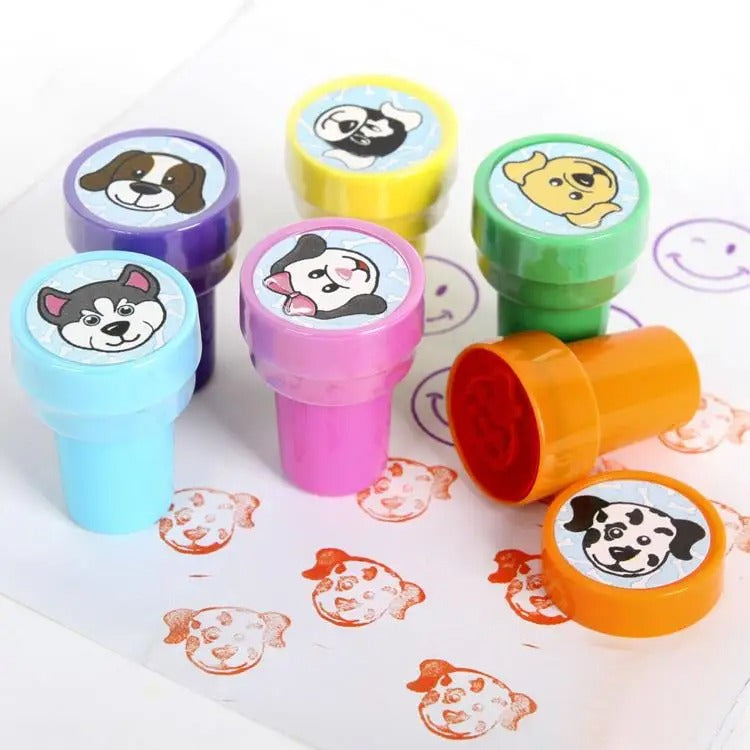 Set of 10 Cartoon Smiling Face Self-Ink Appreciation Stamps for Positive Reinforcement