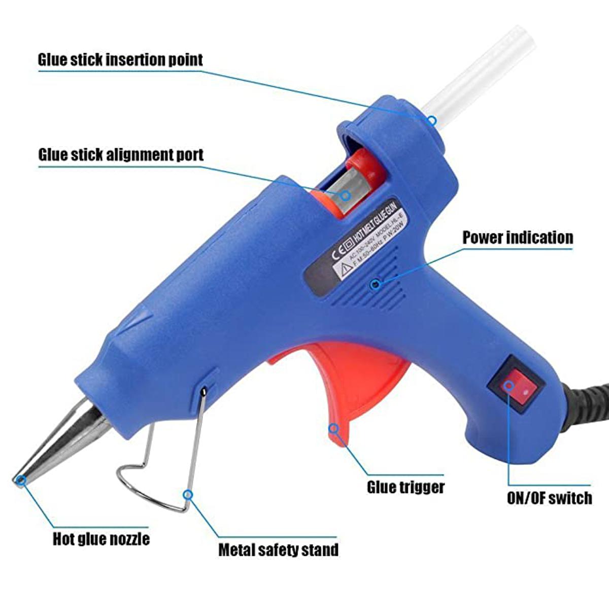 20W Glue Gun with 01 Glue Stick Hot Glue Gun Sturdily Bonds Metal, Wood, Ceramics, Leather & Other Strong Materials