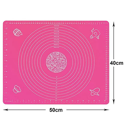 Silicone Fondant Rolling Mat - Large Non-Stick Baking Sheet with Measurements for Dough, Roti, Chapati, Cake, and Kneading - Heat-Resistant & Stretchable Kitchen Tool