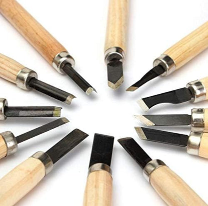 12-Pcs Chisel Wood Carving Tool Set for Artists - Carving & Sculpting