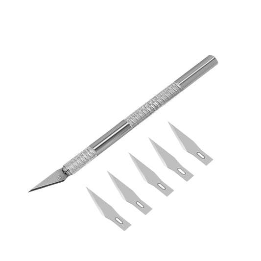Precision Metal Paper Cutting Knife with 5 Spare Blades, X-Acto Style Pen, Cutter