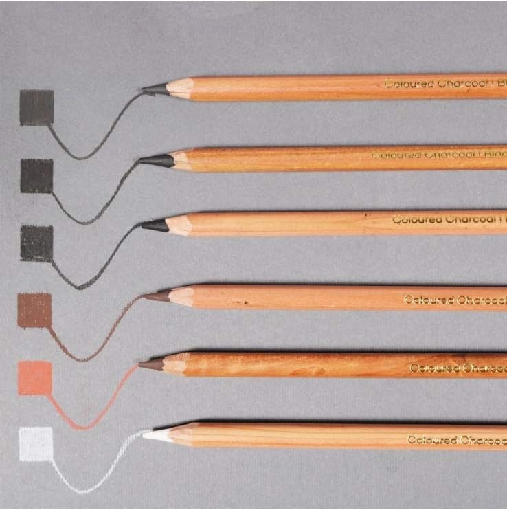 Pack of 12 Monte Marte Colored Charcoal Sketch Pencils for Artists