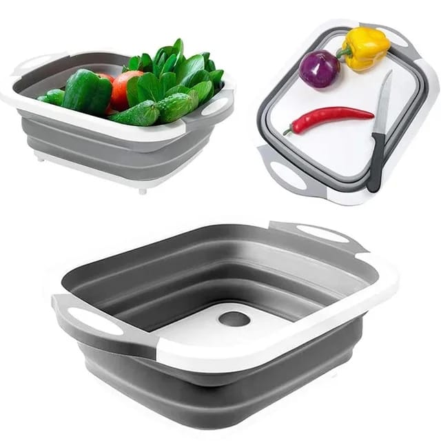 Folding Silicone Cutting Board - Multi-Function Foldable Board & Basket for Easy Food Prep and Transfer