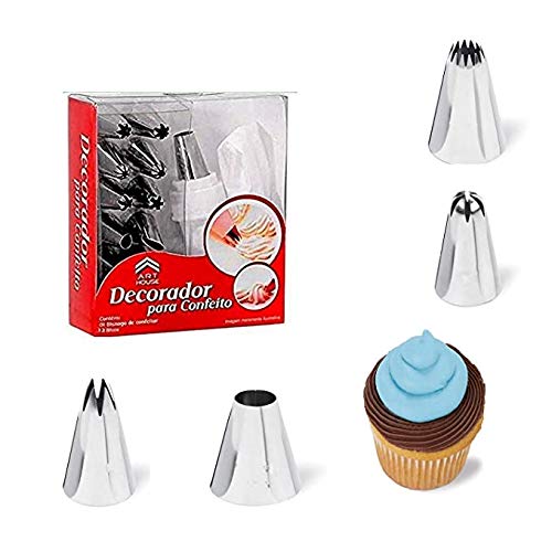 12 Pcs Cake Decorating Nozzles Set - Steel Tips with Washable Icing Bag for Cake and Cupcake Decoration