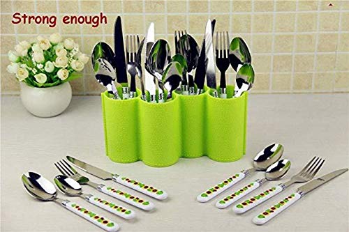 Kitchen Utensils Holder - Plastic Tableware Organizer for Spoons, Forks & Knives