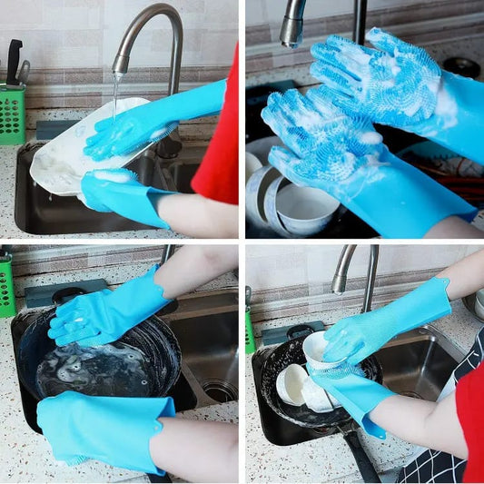 Silicone Scrub Gloves - Multipurpose Cleaning Gloves for Kitchen, Bathroom, Car, and Pet Washing