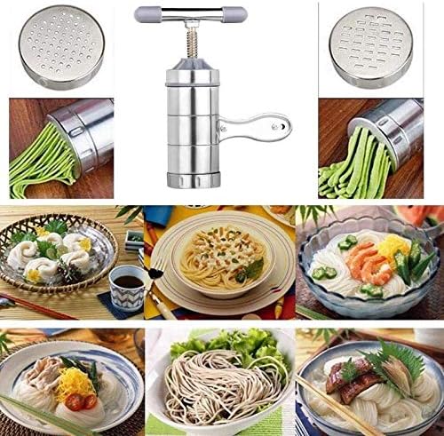 5 in 1 Noodle Maker - Manual Stainless Steel Pasta Press Machine for Homemade Spaghetti and Sawia