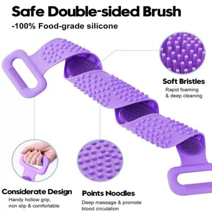 Silicone Bath Body Brush - Exfoliating & Massage Strap for Shower Cleaning