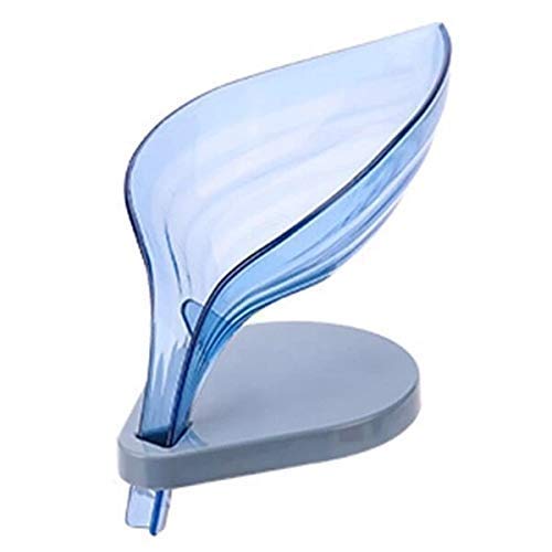Creative Leaf Shape Plastic Soap Dish with Suction Holder - Stylish Storage Basket for Soap, Sponges & Small Items