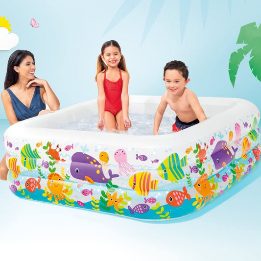 INTEX 57471 - Clear View Aquarium Baby Pool For Kids Inflatable Kids Bath Tub For Children - 62.5 x 62.5 x 19.5 IN