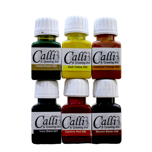 6 Pcs Calligraphy Qalam Inks - Vibrant Colors for Artistic Writing