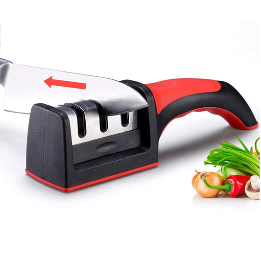 Advanced Manual 3 Stage 3 Slot Kitchen Knife Sharpener Tool kit - self Knives Shaping - Upgraded Knife Sharpener - Hand Tool - Ceramic Stone Repair Grinder