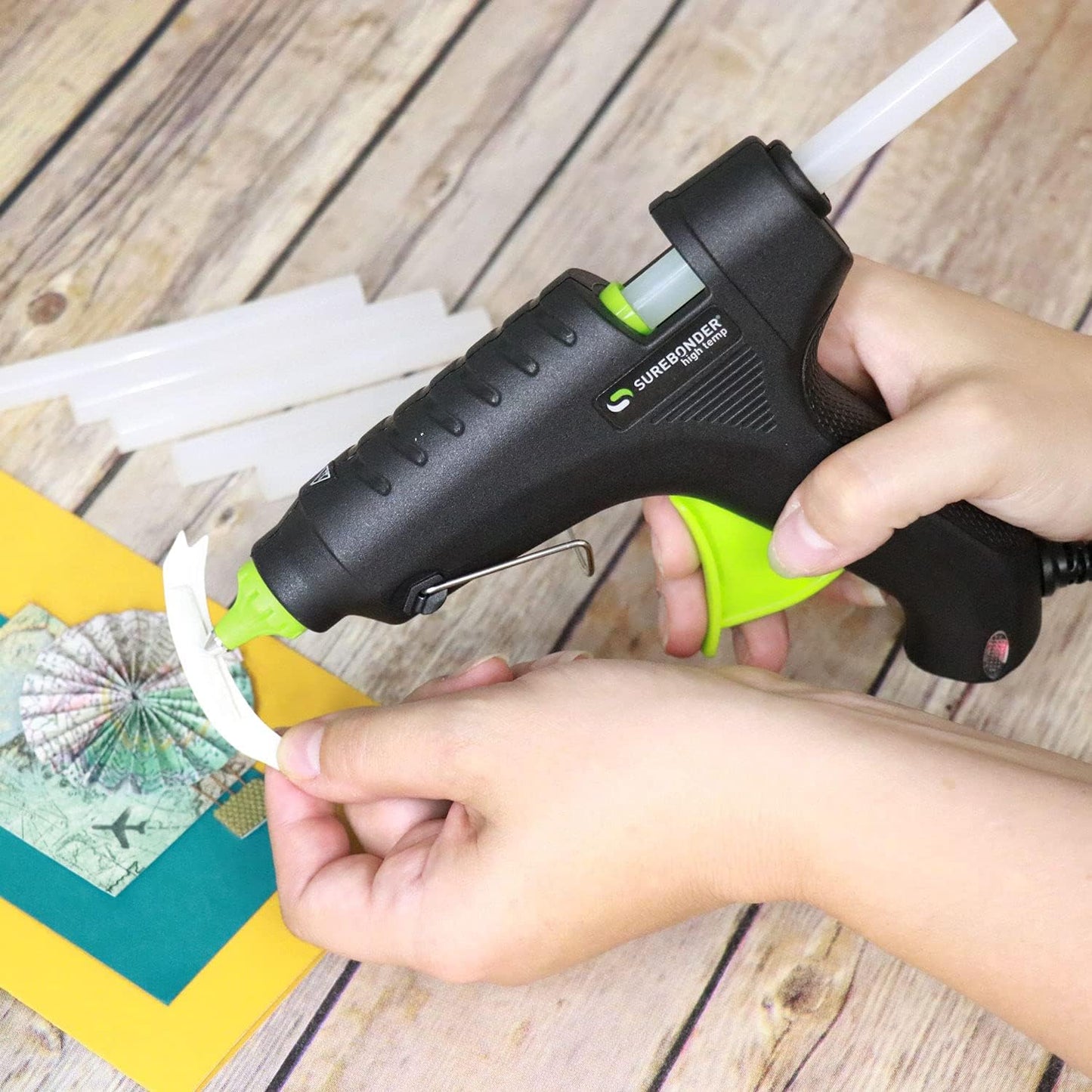 100W Hot Melt Glue Gun with 11mm Glue Sticks - Electric Heat Tool for Arts & Crafts, DIY, Car Repair, Jewelry, and Household Projects