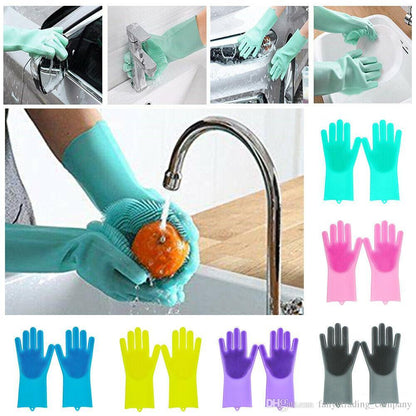 Silicone Scrub Gloves - Multipurpose Cleaning Gloves for Kitchen, Bathroom, Car, and Pet Washing