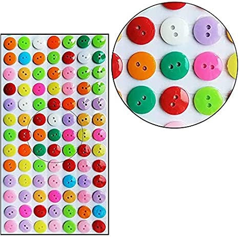 77 Pieces of Colorful Round Sticky Fancy Buttons for Arts and Crafts