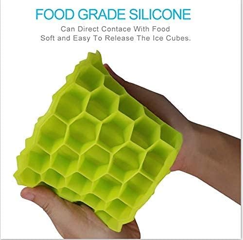 Honeycomb Shape Silicone Ice Cube Tray with Lid – Easy Push Pop Out, Flexible Ice Molds for Freezer & Refrigerator