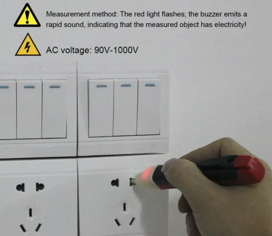 Portable Digital AC Voltage Detector, Multifunction Tester 90-1000V with LED and Sound.