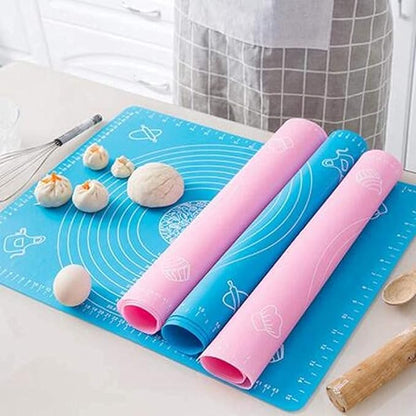 Silicone Fondant Rolling Mat - Large Non-Stick Baking Sheet with Measurements for Dough, Roti, Chapati, Cake, and Kneading - Heat-Resistant & Stretchable Kitchen Tool