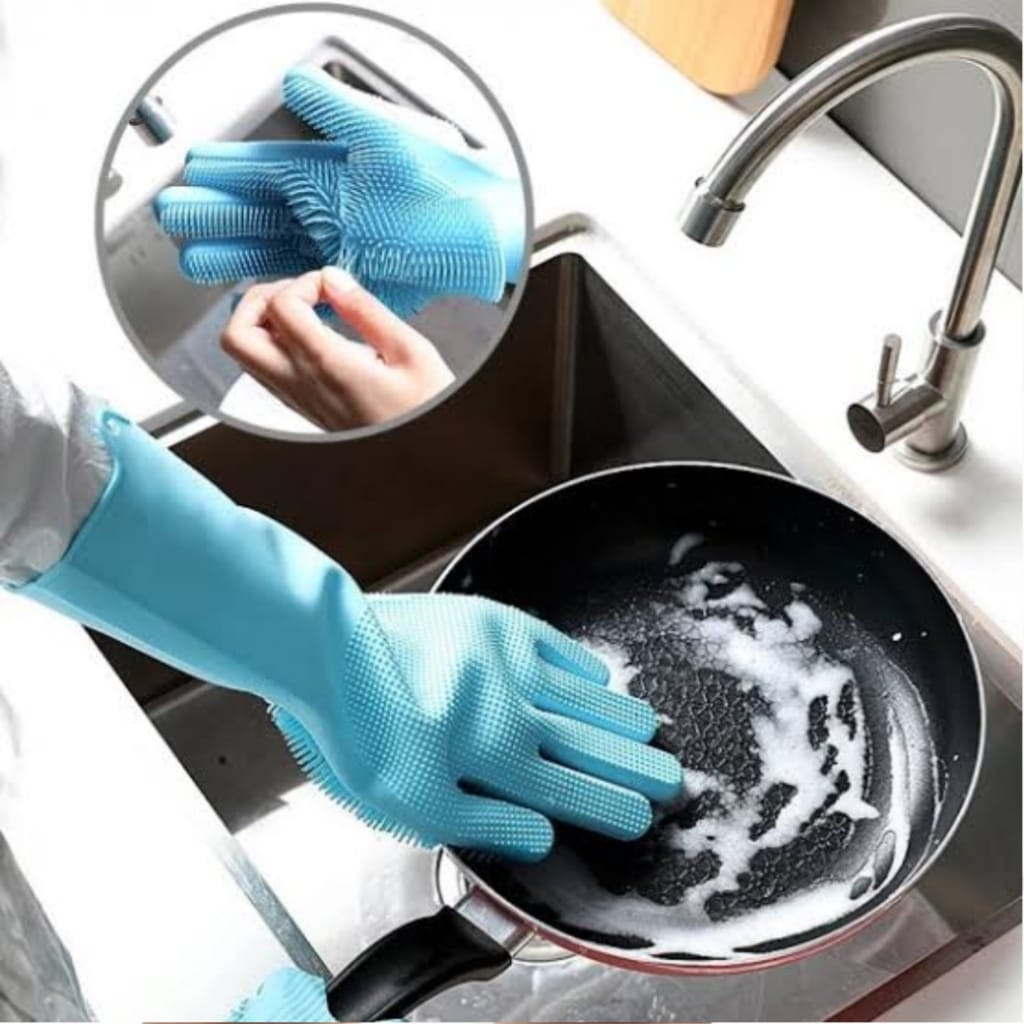 Silicone Scrub Gloves - Multipurpose Cleaning Gloves for Kitchen, Bathroom, Car, and Pet Washing