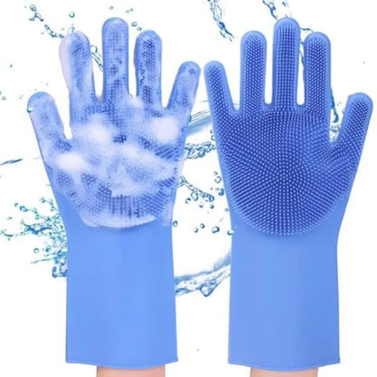 Silicone Scrub Gloves - Multipurpose Cleaning Gloves for Kitchen, Bathroom, Car, and Pet Washing