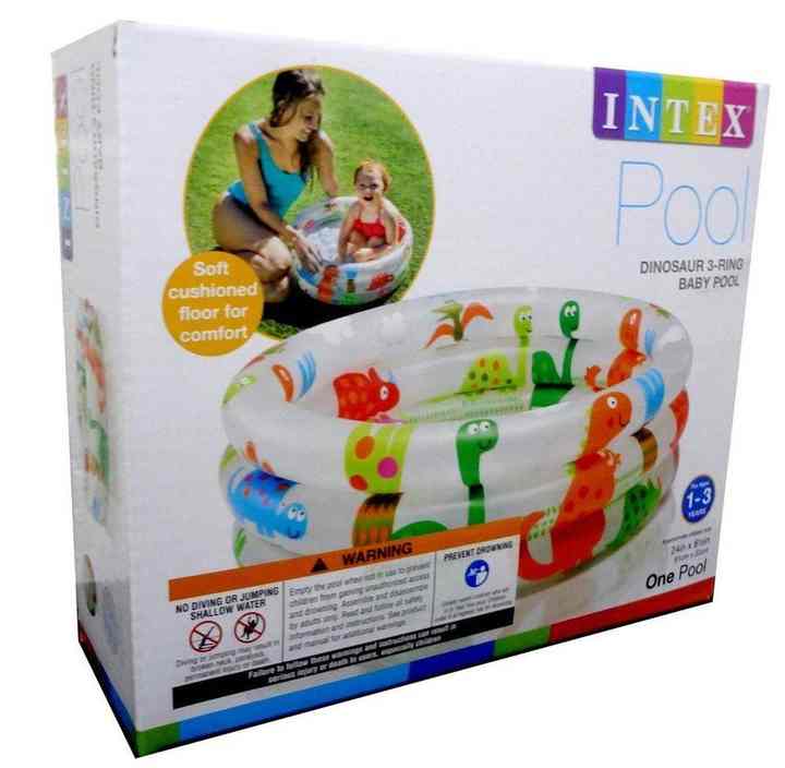 Intex + 24x8 Inch + Dino Inflatable Swimming Pool Kids Water Play Pool