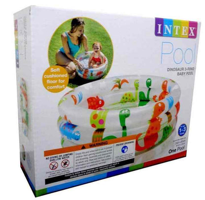 Intex + 24x8 Inch + Dino Inflatable Swimming Pool Kids Water Play Pool